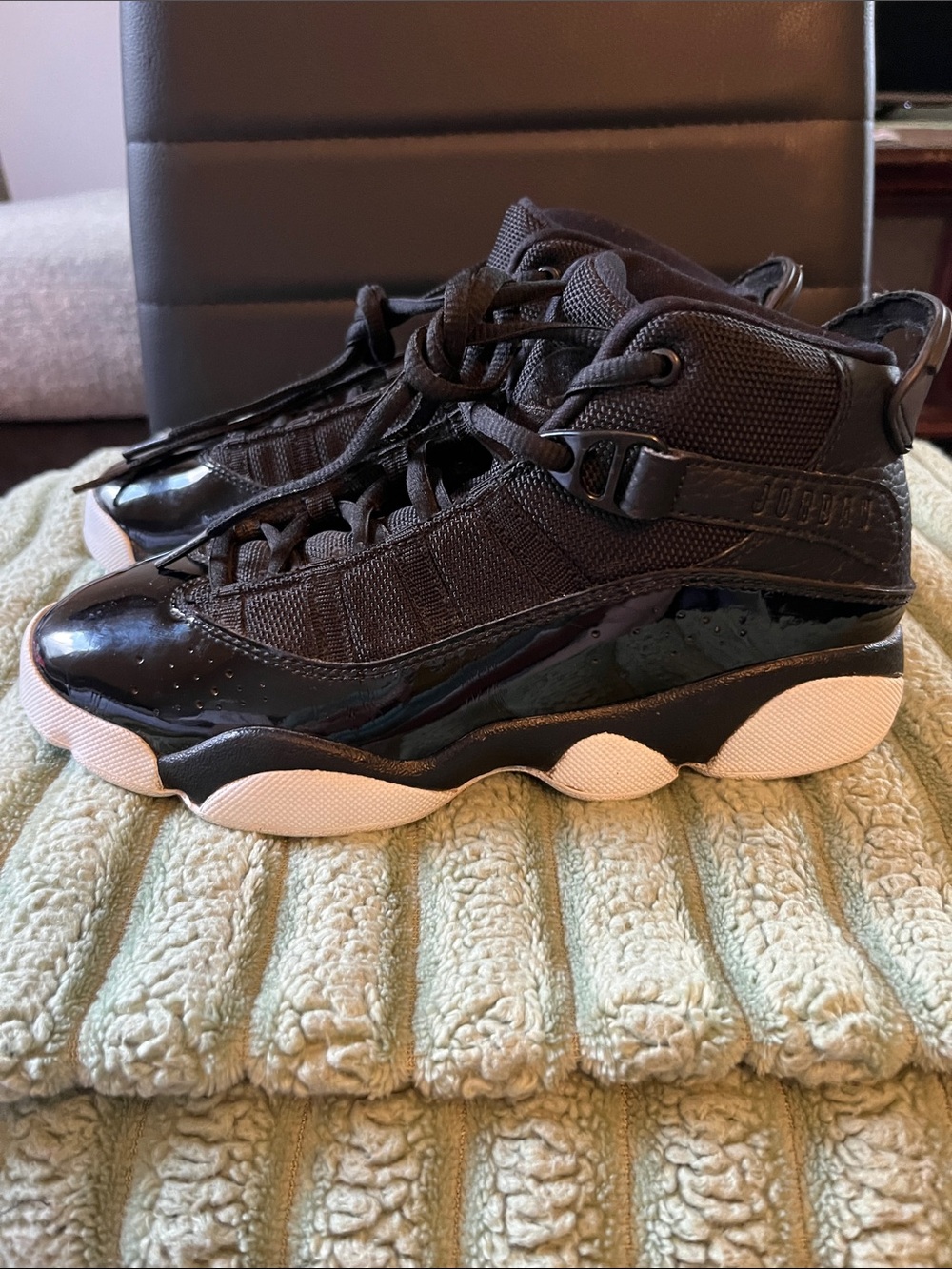 Jordan Kids Black and White High-Top Sneakers